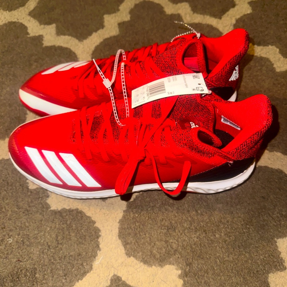 Adidas Icon Bounce Hybrid men’s 11.5US baseball metal cleats, Red/White/Black